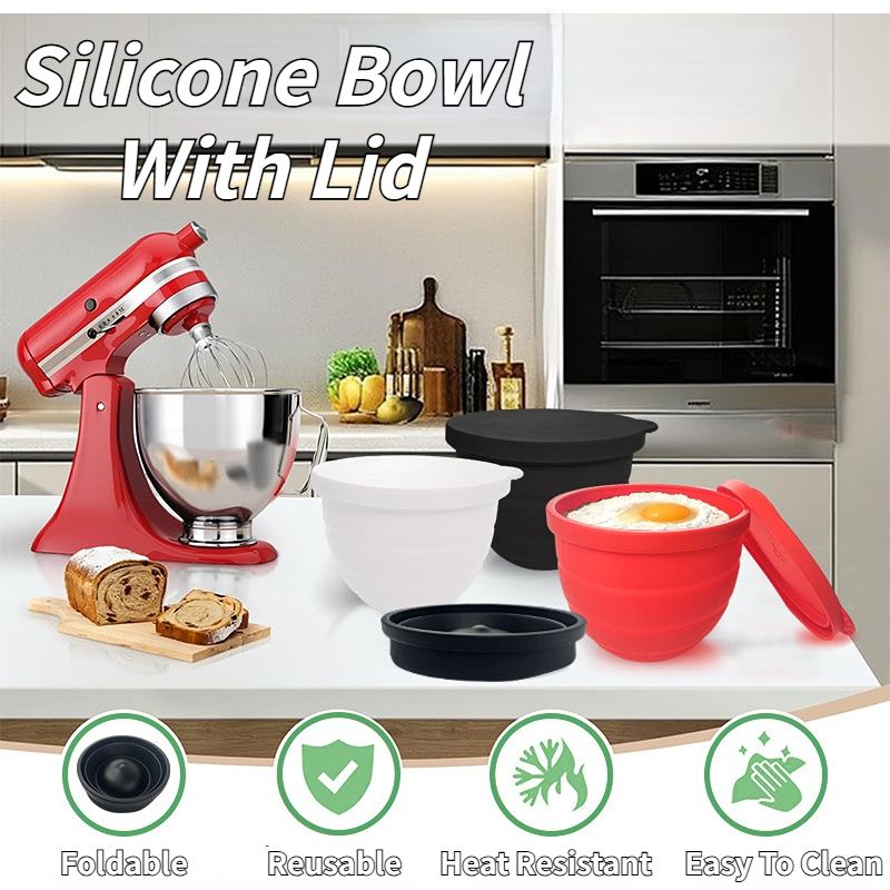Foldable Silicone Bowl With Li - Kitchen Aid Baking Lid review and price