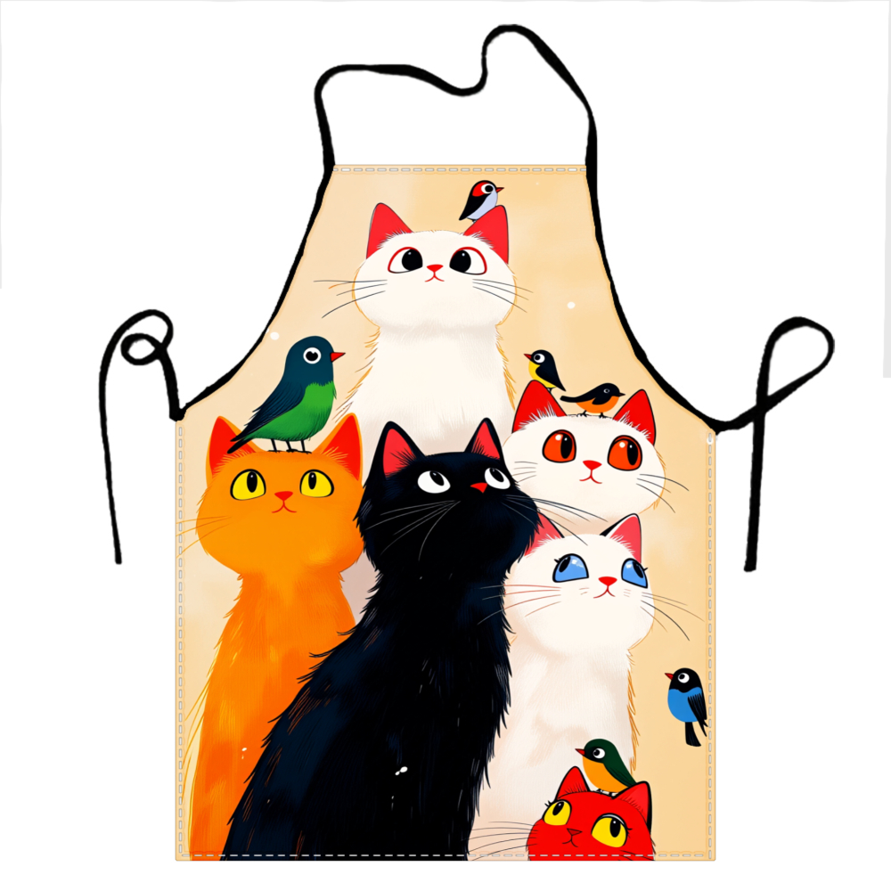 Cute Cats And Birds Apron For  - Kitchen Baking Ideas review and price
