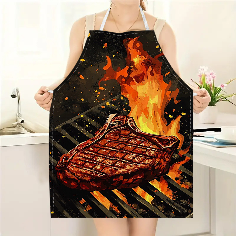 1pc BBQ Steak Apron with Flame - Kitchen Baking Ideas review and price