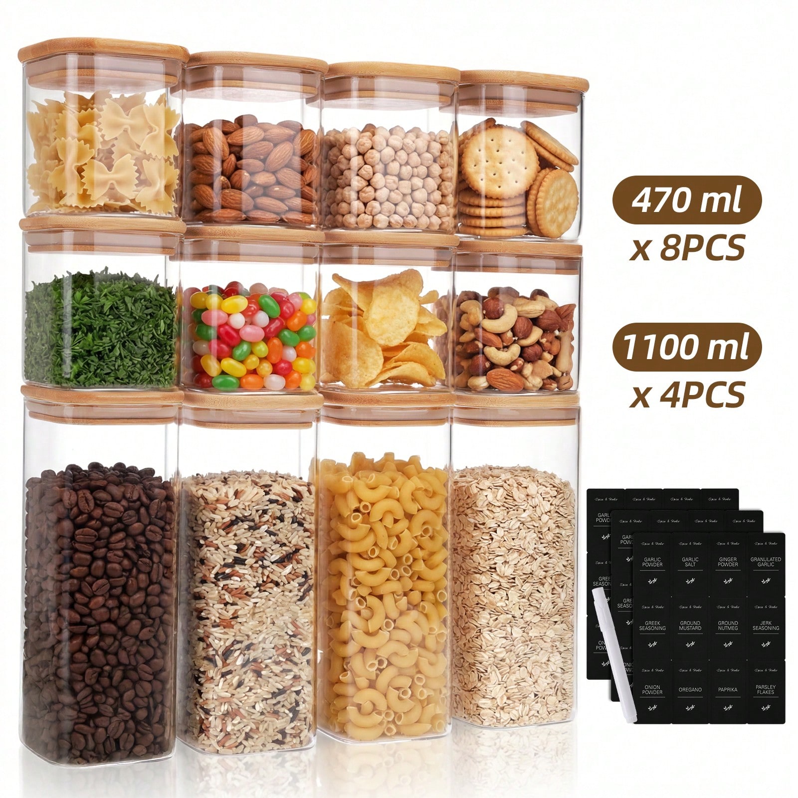 Tomnk 12pcs Glass Food Storage - Kitchen Baking Canisters review and price